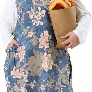 Big Plus Size Aprons for Women with Pockets Cotton Linen Baking Kitchen Cooking